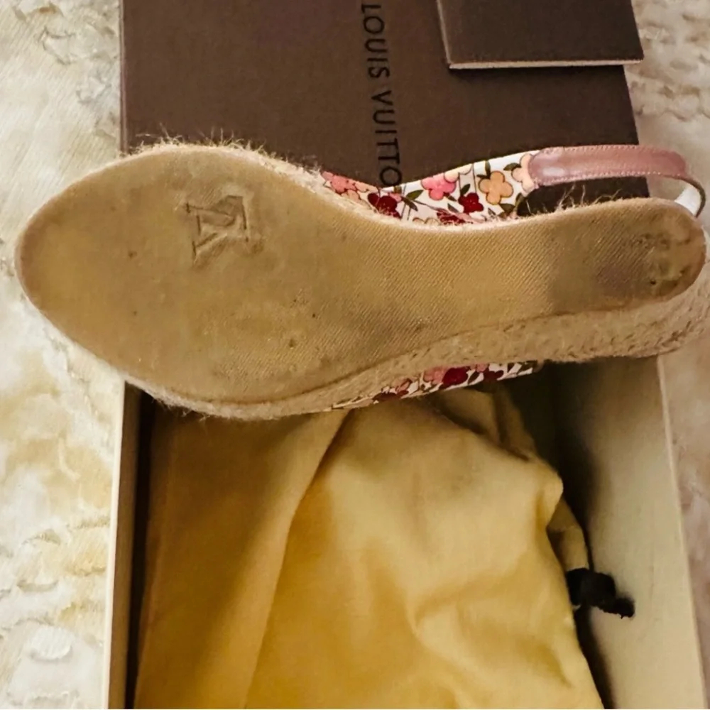 Louis Vuitton Women's Floral Espadrilles - Red and Brown - Picture 4 of 4